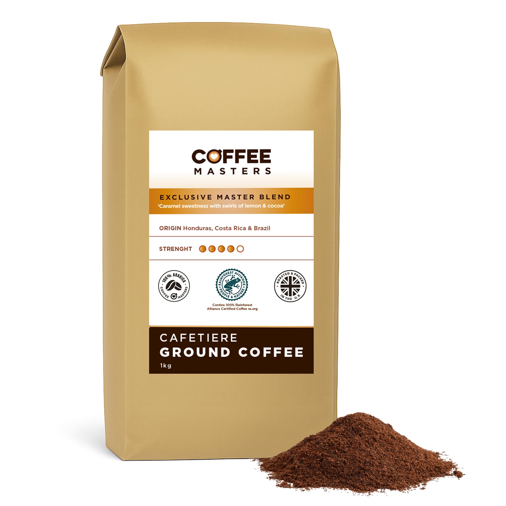 Coffee Masters Coffee Beans 1kg Exclusive Master Blend - 100% Arabica, Medium Dark Roasted Whole Bean Ideal for Espresso Machines