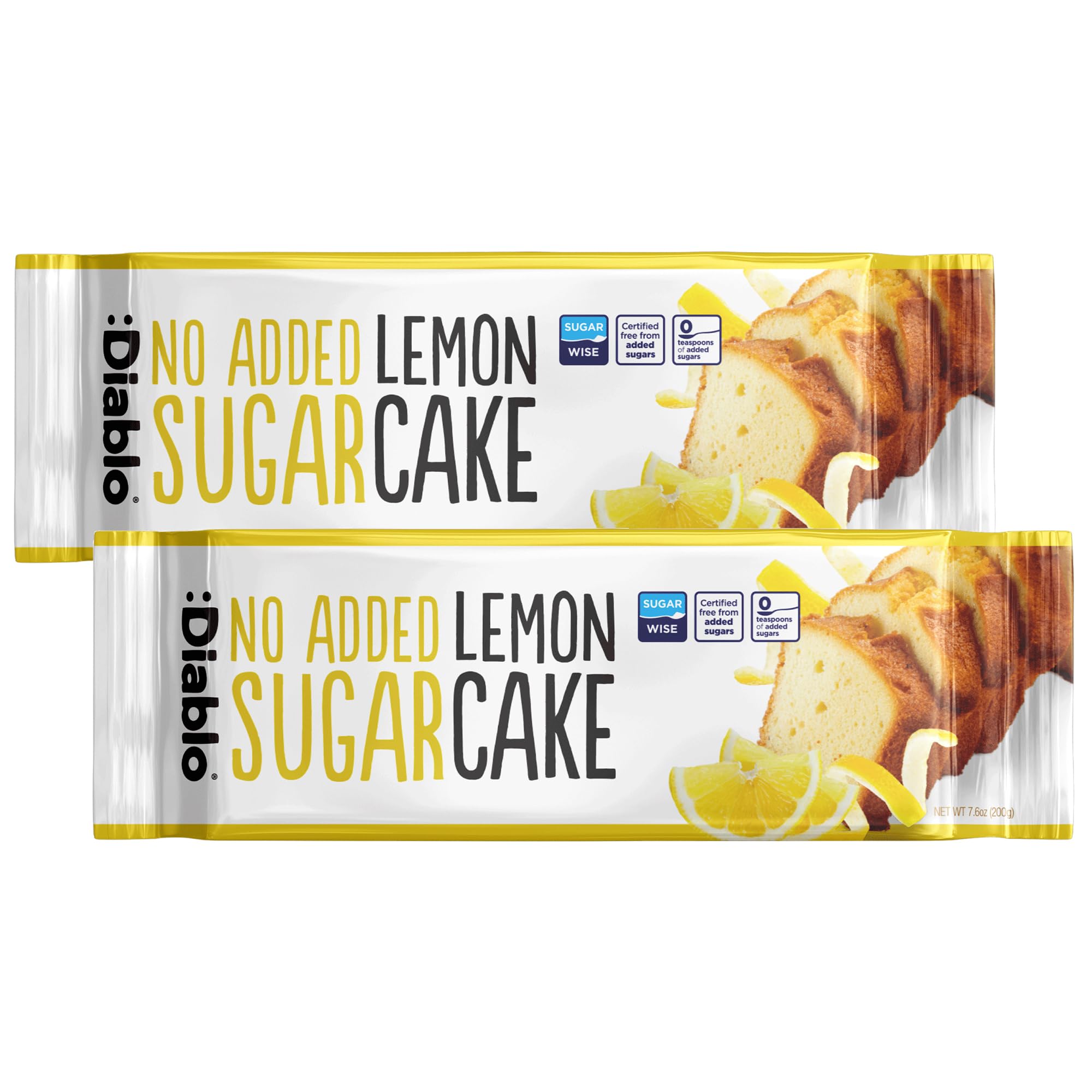 Diablo No Added Sugar Lemon Cake – Healthy Snacks Sweet Treat, Cakes and Desserts for All, Ideal for Snack Time, Tea & Party Treat, Halal & Kosher Approved – 200g (Pack of 2)