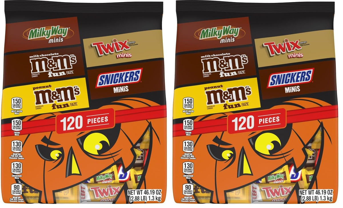 SNICKERS, TWIX & MILKY WAY Minis Assorted Chocolate Candy Variety Pack, Candy Bag, 150 Ct Bulk Bag