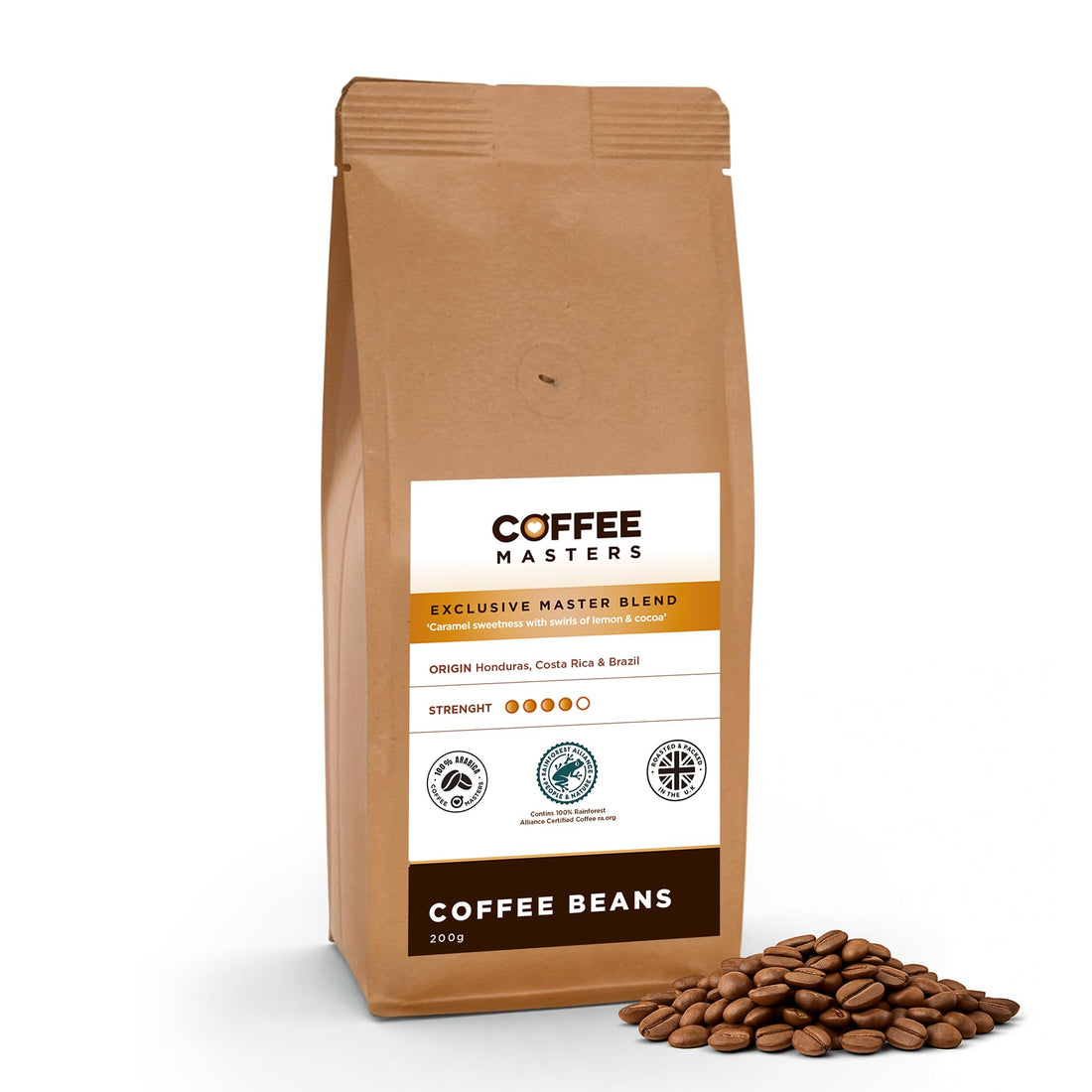 Coffee Masters Coffee Beans 1kg Exclusive Master Blend - 100% Arabica, Medium Dark Roasted Whole Bean Ideal for Espresso Machines