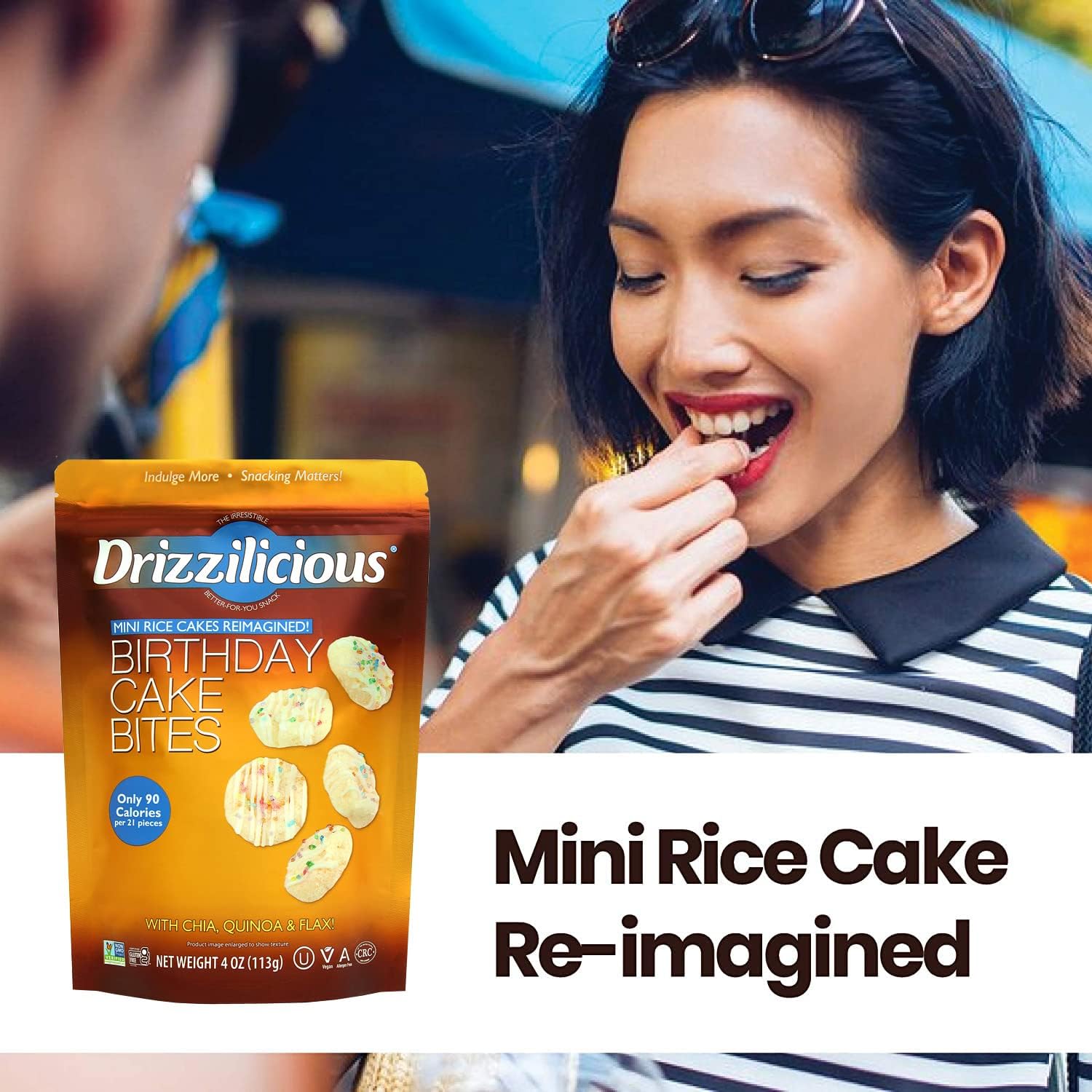 Drizzilicious Birthday Cake Mini Rice Cakes with White Chocolaty Drizzle 113g
