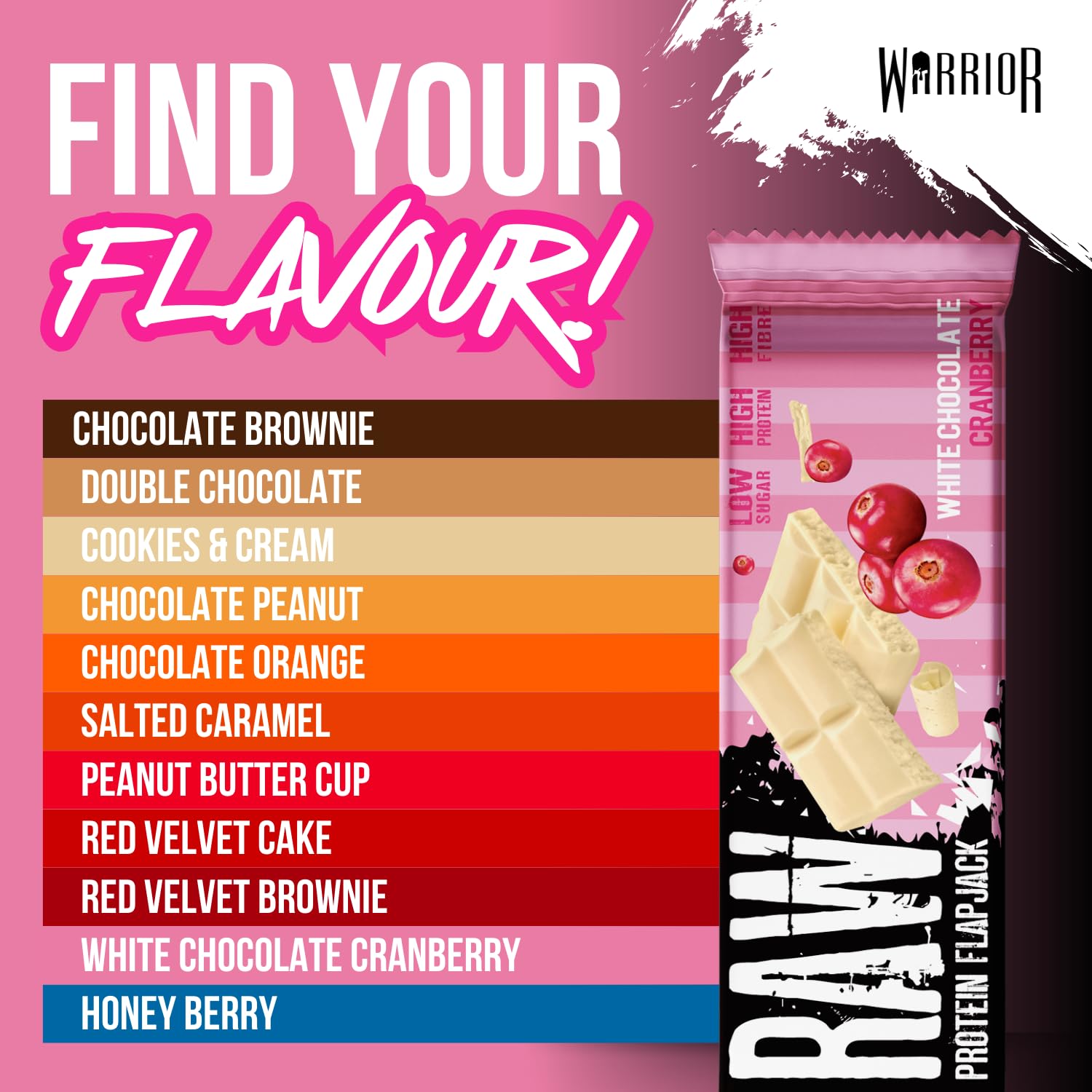 Warrior Raw Protein Bars – 20g Protein Per Bar – High Protein Snack Bars Multipack (12 or 24 Bars, 75g Each) – Low Sugar, High Fibre Breakfast & Meal Replacement Bar – Chocolate Brownie Flapjack