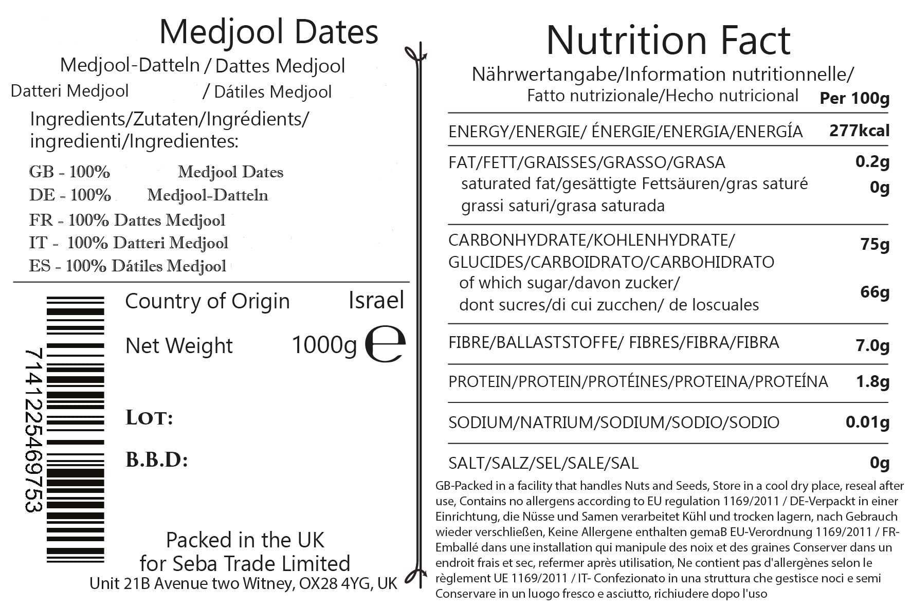 Medjool Plus Choice Grade Medjool Dates 1kg – Premium Jumbo Dates with – Soft, Sweet & Fresh – No Added Sugar – Luxury Gift Box