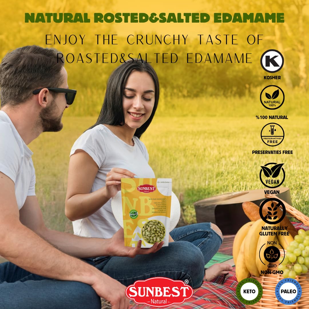 Sunbest Natural Edamame Beans, 4 lbs – Salted & Dry Roasted – Plant-Based Healthy Snack for Adults & Kids – Low Carb, Keto, Vegan & Gluten-Free (64 oz)