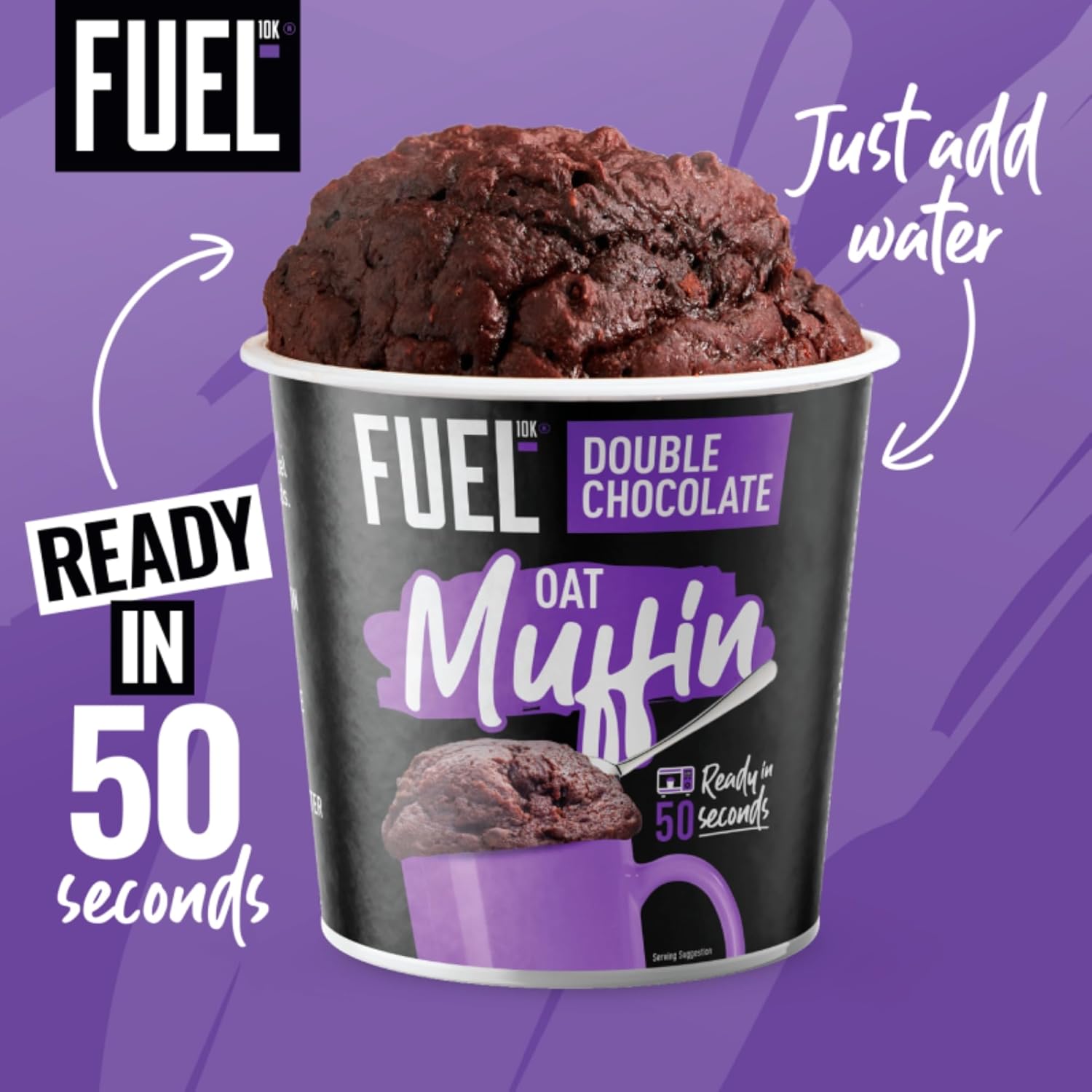 FUEL10K Chocolate Oat Muffin Protein Snack Pot, 52 g (Pack of 8)