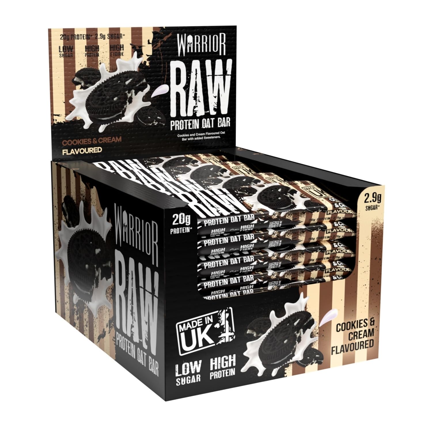 Warrior Raw Protein Bars – 20g Protein Per Bar – High Protein Snack Bars Multipack (12 or 24 Bars, 75g Each) – Low Sugar, High Fibre Breakfast & Meal Replacement Bar – Chocolate Brownie Flapjack