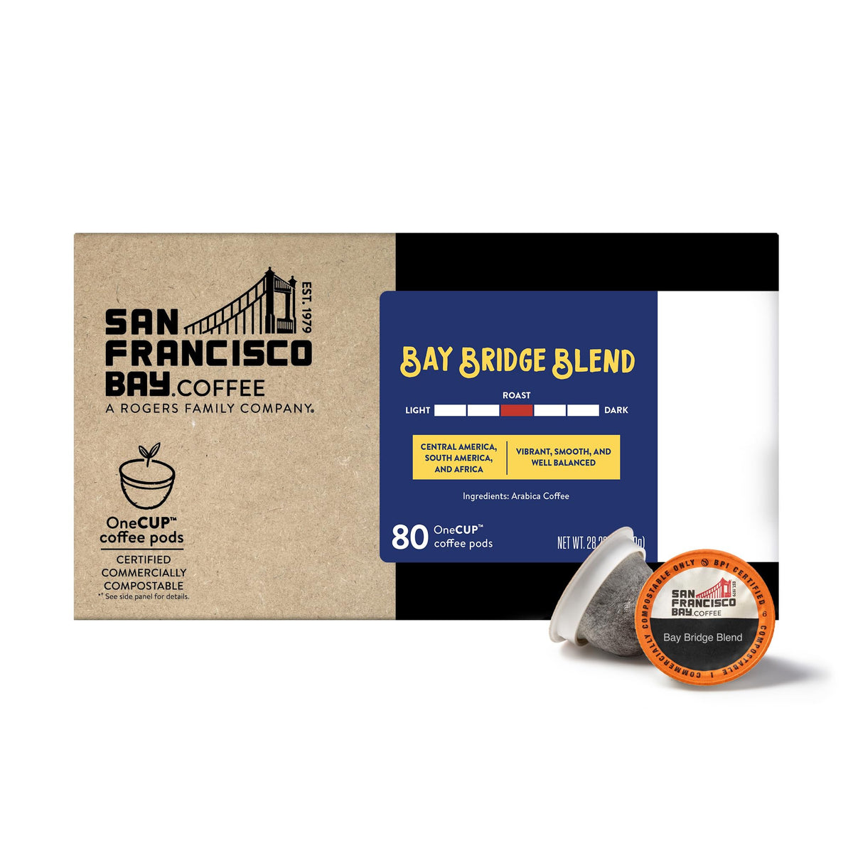 SAN FRANCISCO BAY SF Coffee OneCUP /Dark Roast Compostable Coffee Pods, K Cup Compatible Including Keurig 2.0 (Packaging May Vary), French Roast, 80 Count (Pack of 1)