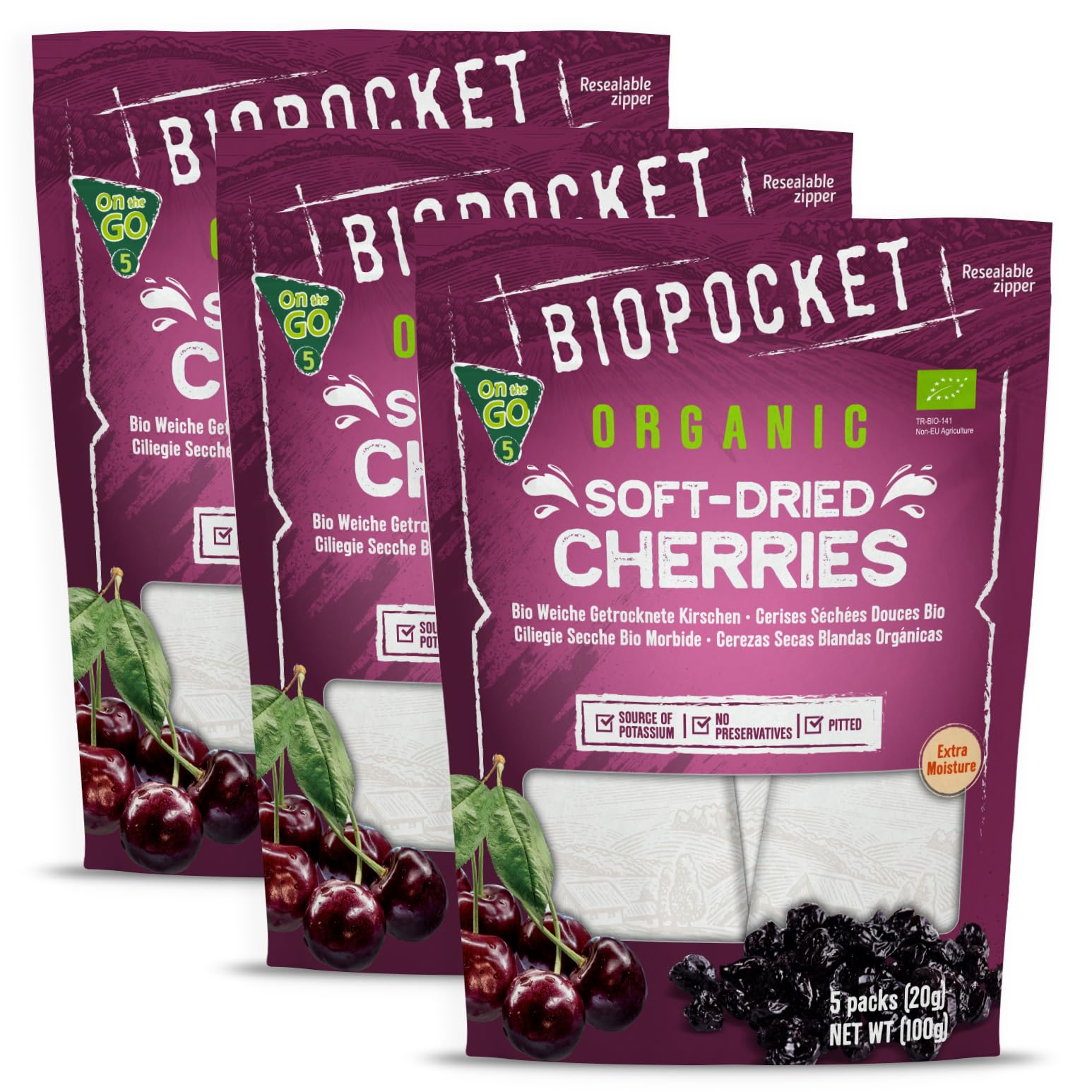 Biopocket Organic Dried Apricots, 2 x 500 g