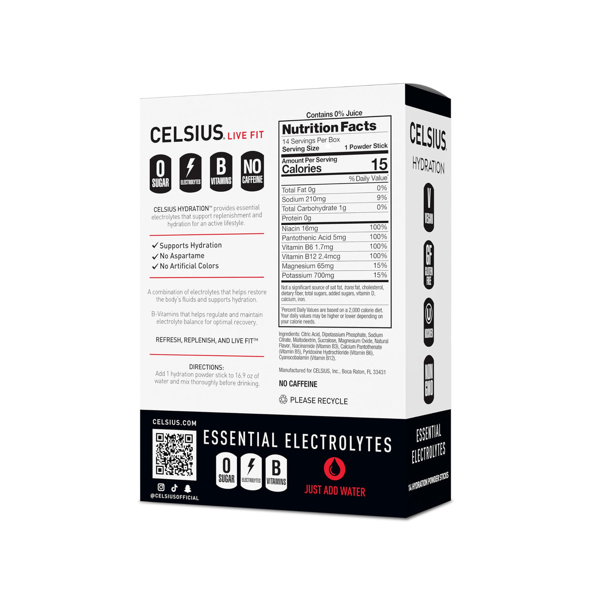 Celsius Hydration™ Blue Razz, Sugar Free Electrolyte Hydration Drink Mix (Pack of 14)