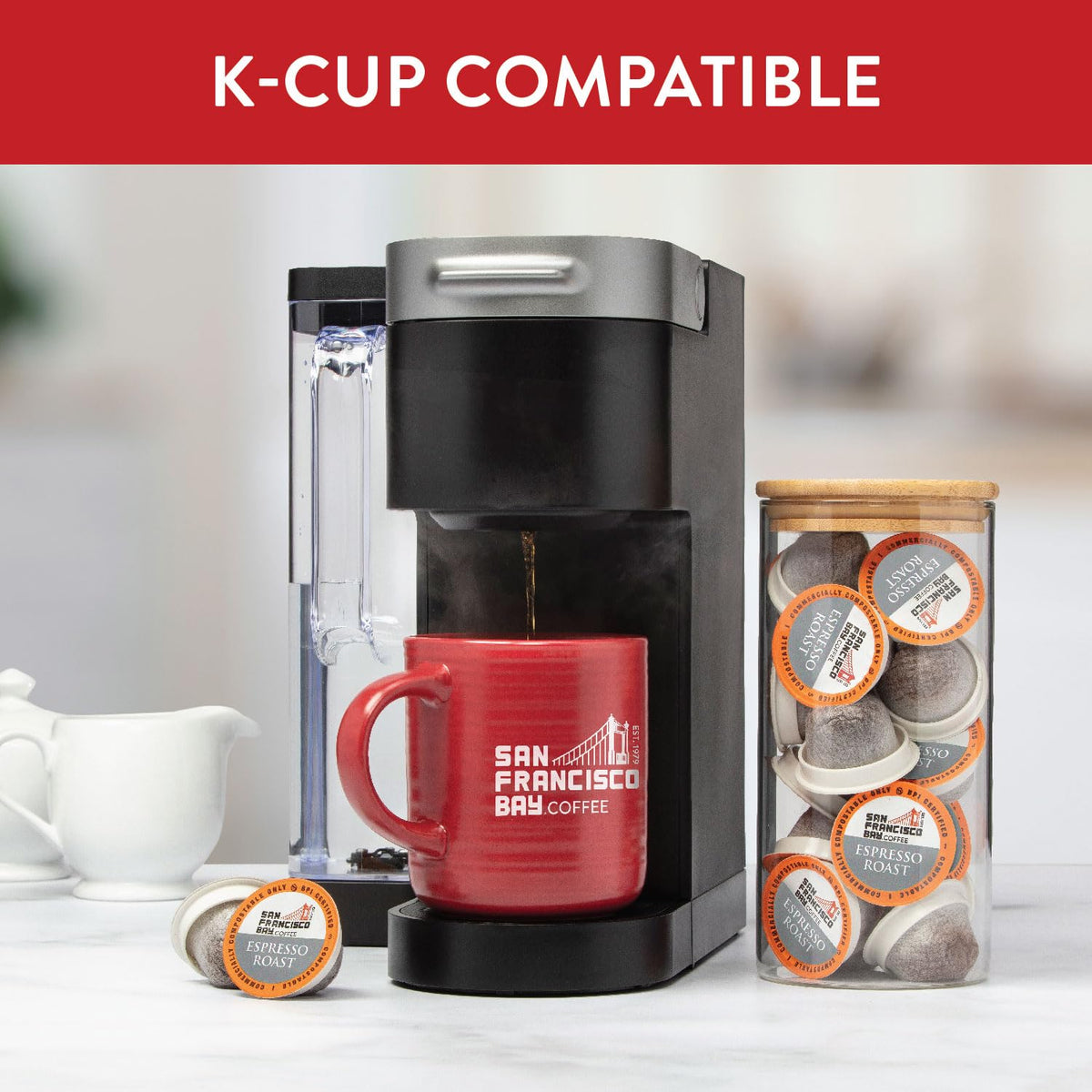 SAN FRANCISCO BAY SF Coffee OneCUP /Dark Roast Compostable Coffee Pods, K Cup Compatible Including Keurig 2.0 (Packaging May Vary), French Roast, 80 Count (Pack of 1)