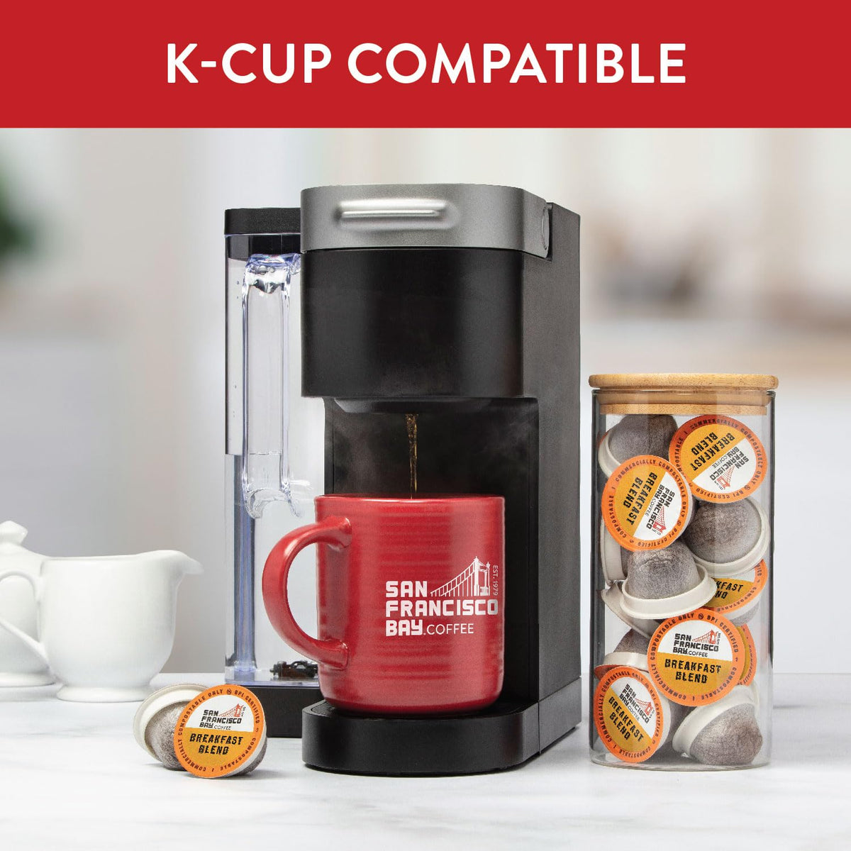 SAN FRANCISCO BAY SF Coffee OneCUP /Dark Roast Compostable Coffee Pods, K Cup Compatible Including Keurig 2.0 (Packaging May Vary), French Roast, 80 Count (Pack of 1)