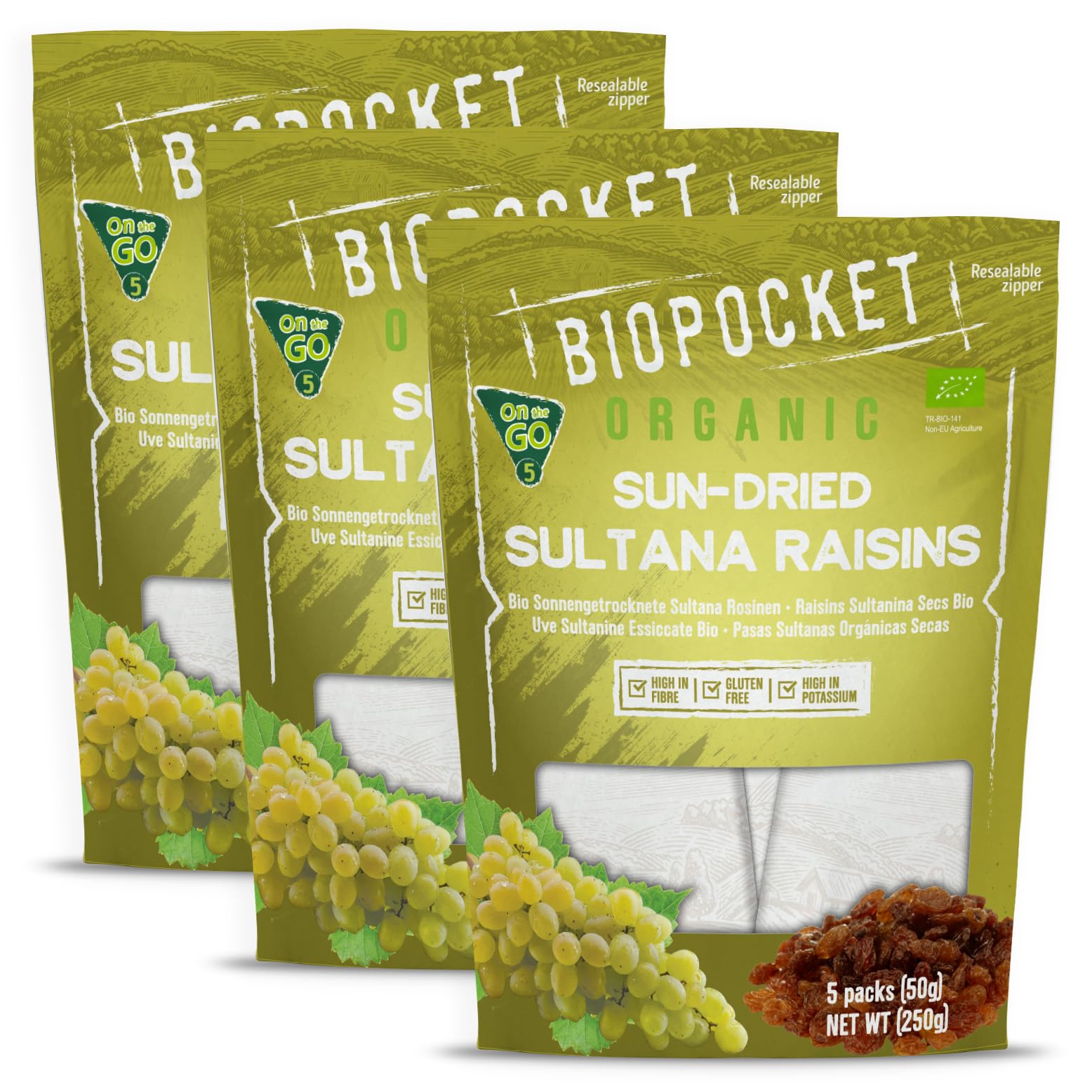 Biopocket Organic Dried Apricots, 2 x 500 g