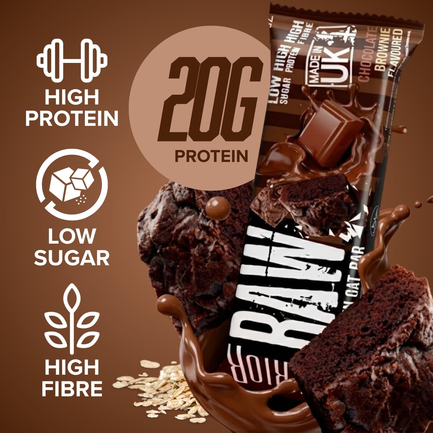 Warrior Raw Protein Bars – 20g Protein Per Bar – High Protein Snack Bars Multipack (12 or 24 Bars, 75g Each) – Low Sugar, High Fibre Breakfast & Meal Replacement Bar – Chocolate Brownie Flapjack