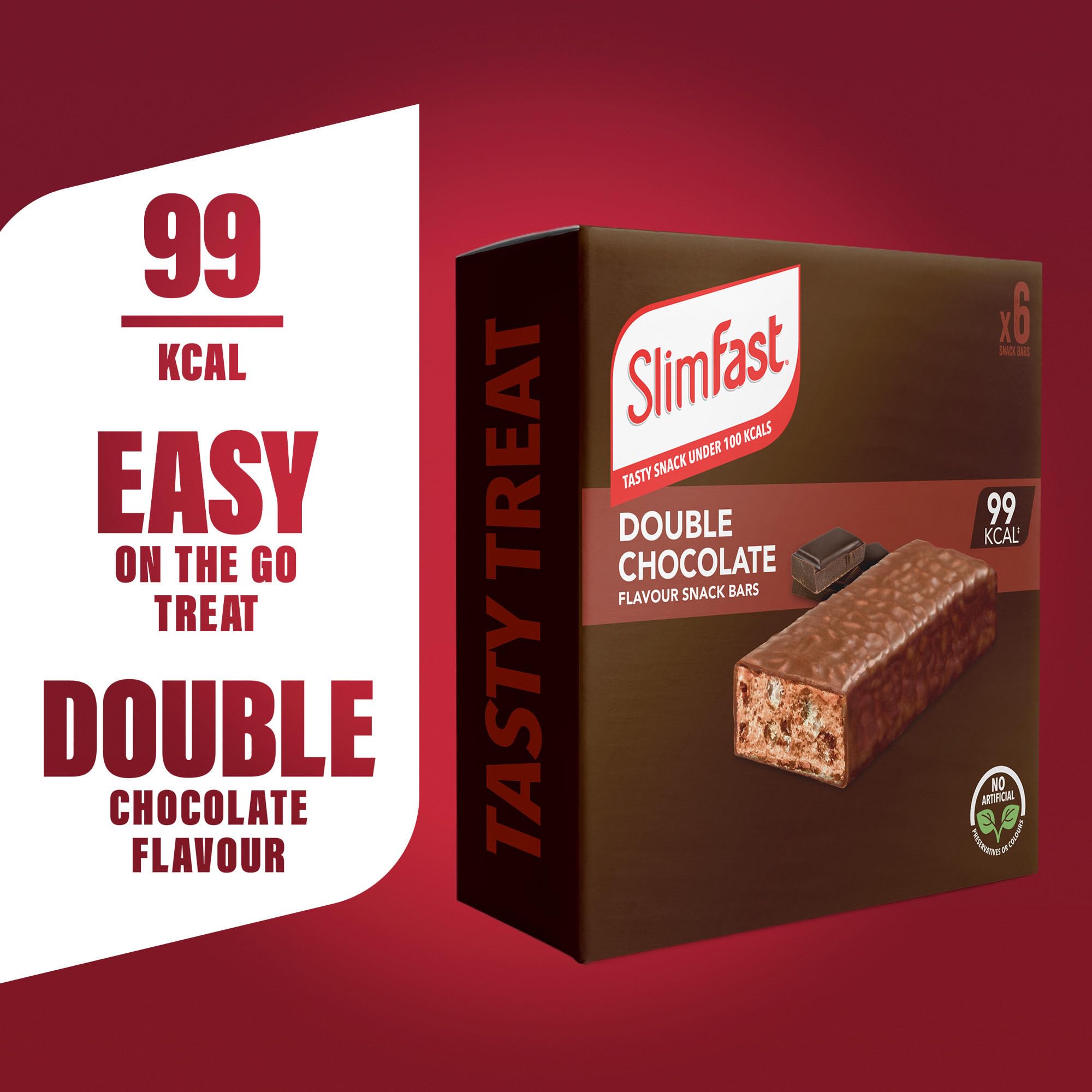 SlimFast Snack Bar, Low Calorie Snack, Choc Caramel Flavour, 30 X 26 G Multipack (Packing May Vary)