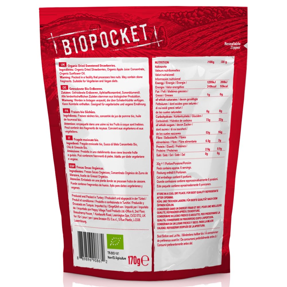 Biopocket Organic Dried Apricots, 2 x 500 g