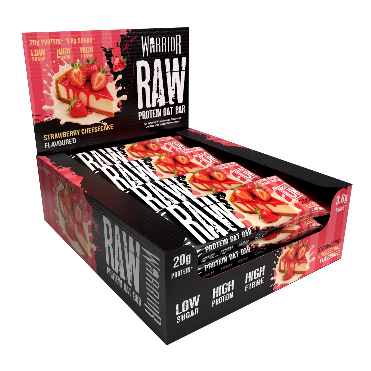 Warrior Raw Protein Bars – 20g Protein Per Bar – High Protein Snack Bars Multipack (12 or 24 Bars, 75g Each) – Low Sugar, High Fibre Breakfast & Meal Replacement Bar – Chocolate Brownie Flapjack