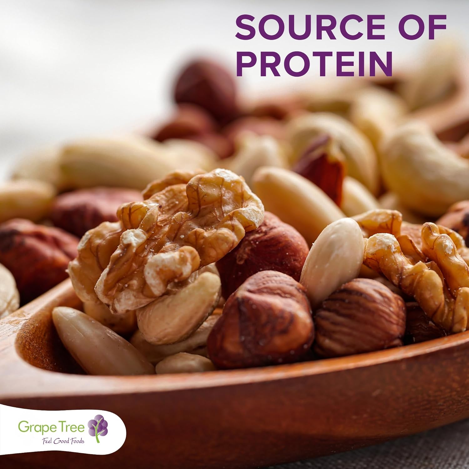 Grape Tree Mixed Nuts 1kg Raw & Unsalted Almonds, Walnuts, Cashews, Peanuts. Nutritious Vegan, Keto Friendly Snack Mix. Selection of Raw Mixed Nuts For Snacking