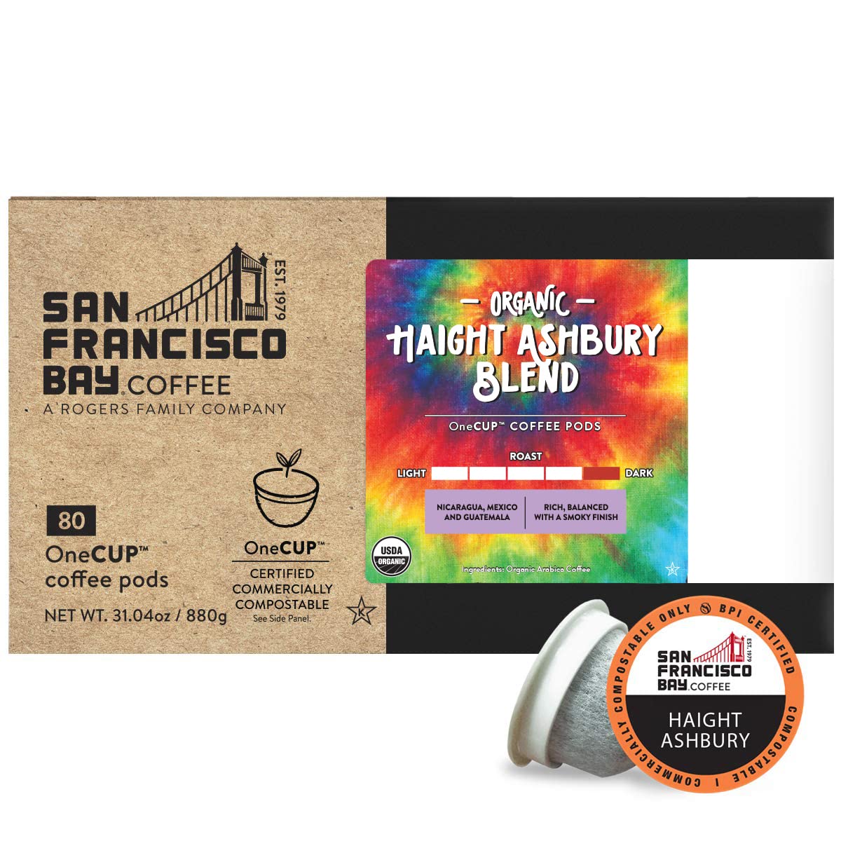 SAN FRANCISCO BAY SF Coffee OneCUP /Dark Roast Compostable Coffee Pods, K Cup Compatible Including Keurig 2.0 (Packaging May Vary), French Roast, 80 Count (Pack of 1)