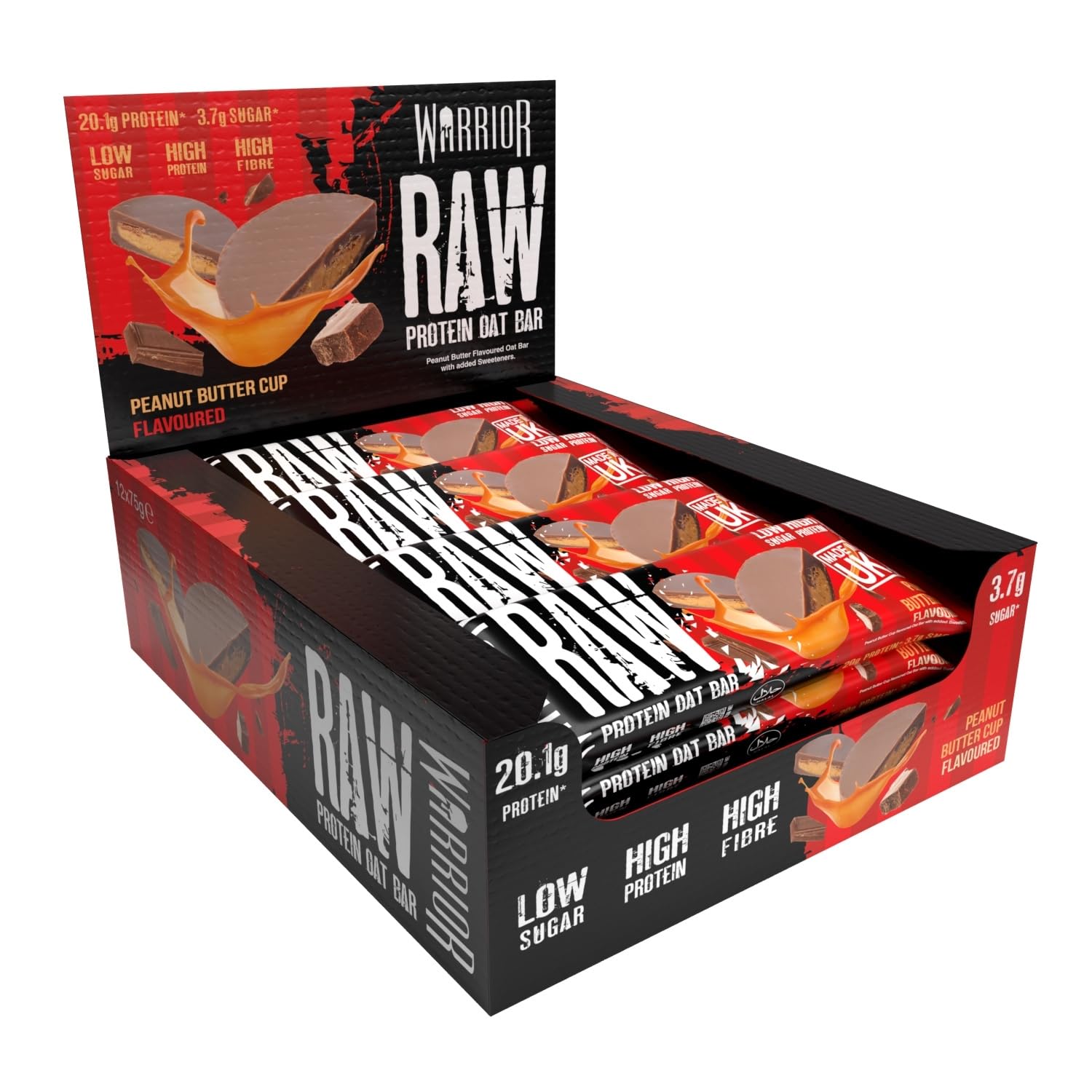 Warrior Raw Protein Bars – 20g Protein Per Bar – High Protein Snack Bars Multipack (12 or 24 Bars, 75g Each) – Low Sugar, High Fibre Breakfast & Meal Replacement Bar – Chocolate Brownie Flapjack