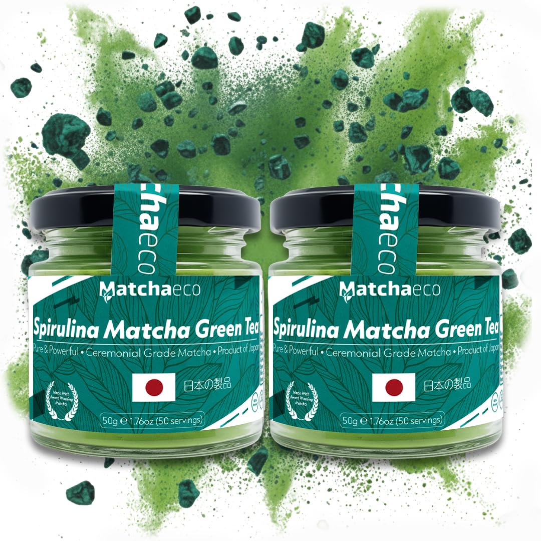 Matchaeco 2 x 50g [100g] Japanese Matcha Green Tea Powder |Authentic Stone Ground Ceremonial Grade From Japan | Natural Energy | Recyclable Jar | Vegan Baking Gift Ideas | Coffee Alternative