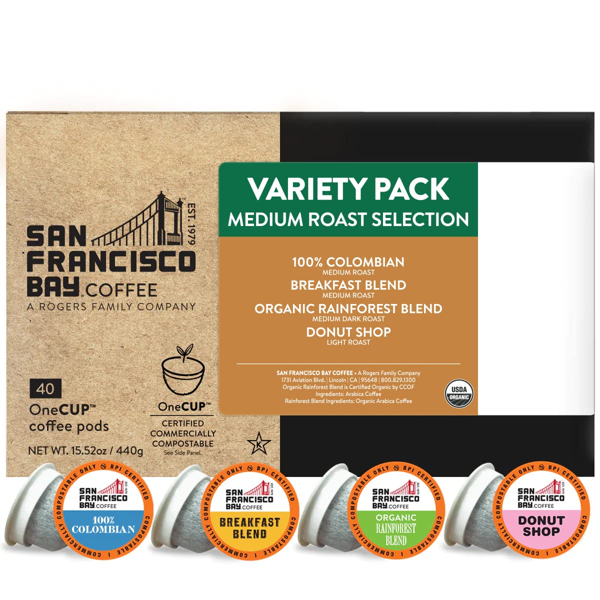 SAN FRANCISCO BAY SF Coffee OneCUP /Dark Roast Compostable Coffee Pods, K Cup Compatible Including Keurig 2.0 (Packaging May Vary), French Roast, 80 Count (Pack of 1)