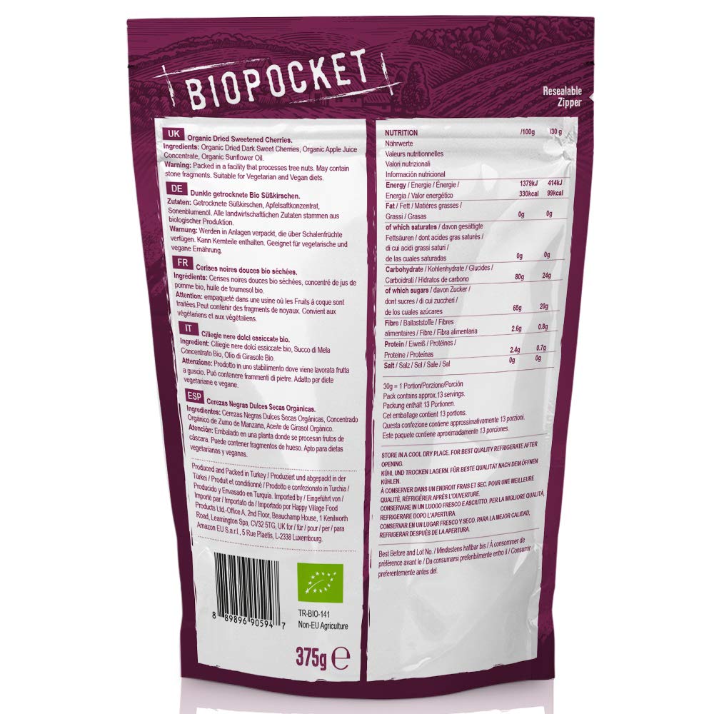 Biopocket Organic Dried Apricots, 2 x 500 g
