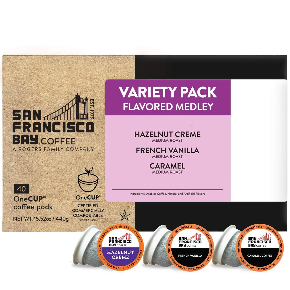 SAN FRANCISCO BAY SF Coffee OneCUP /Dark Roast Compostable Coffee Pods, K Cup Compatible Including Keurig 2.0 (Packaging May Vary), French Roast, 80 Count (Pack of 1)