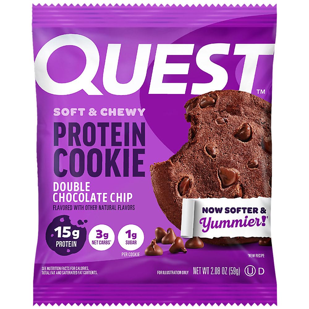 Quest Nutrition Chocolate Chip Protein Cookie, 15g Protein, 1g Sugar, 2g Net Carbs, Keto Friendly, High Protein, Low Carb; 12 Count