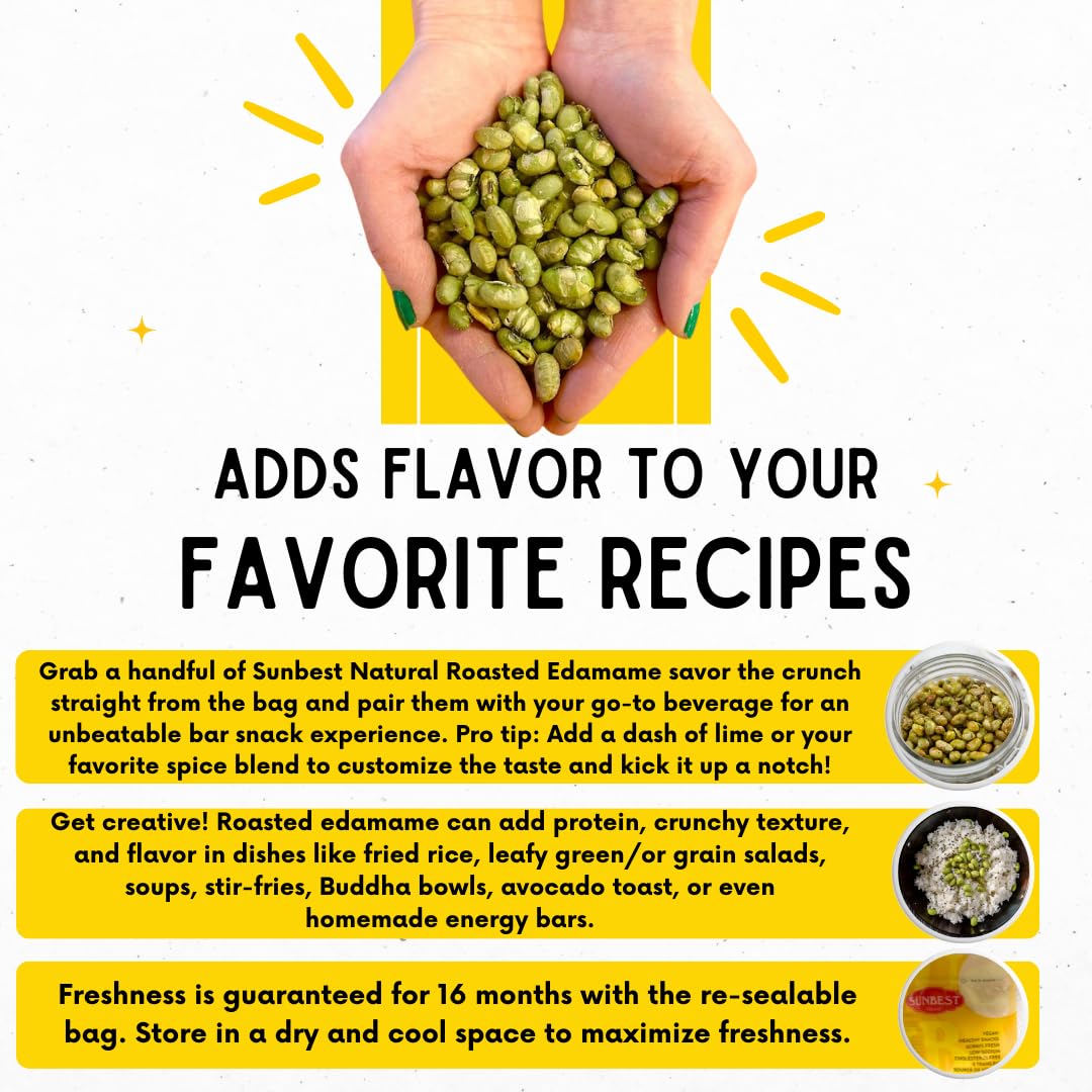 Sunbest Natural Edamame Beans, 4 lbs – Salted & Dry Roasted – Plant-Based Healthy Snack for Adults & Kids – Low Carb, Keto, Vegan & Gluten-Free (64 oz)