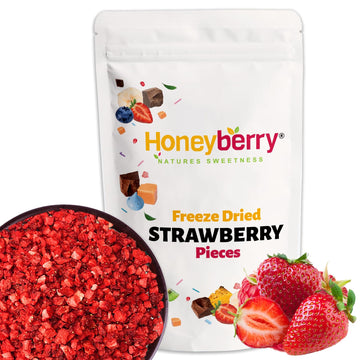 Freeze Dried Strawberry Pieces 100g - Premium Freeze-Dried Fruit Bits - 100% Natural, No Added Sugar or Preservatives Raw Dry Strawberries for Baking, Cake Decoration, Porridge Oat, Ice Cream Toppings