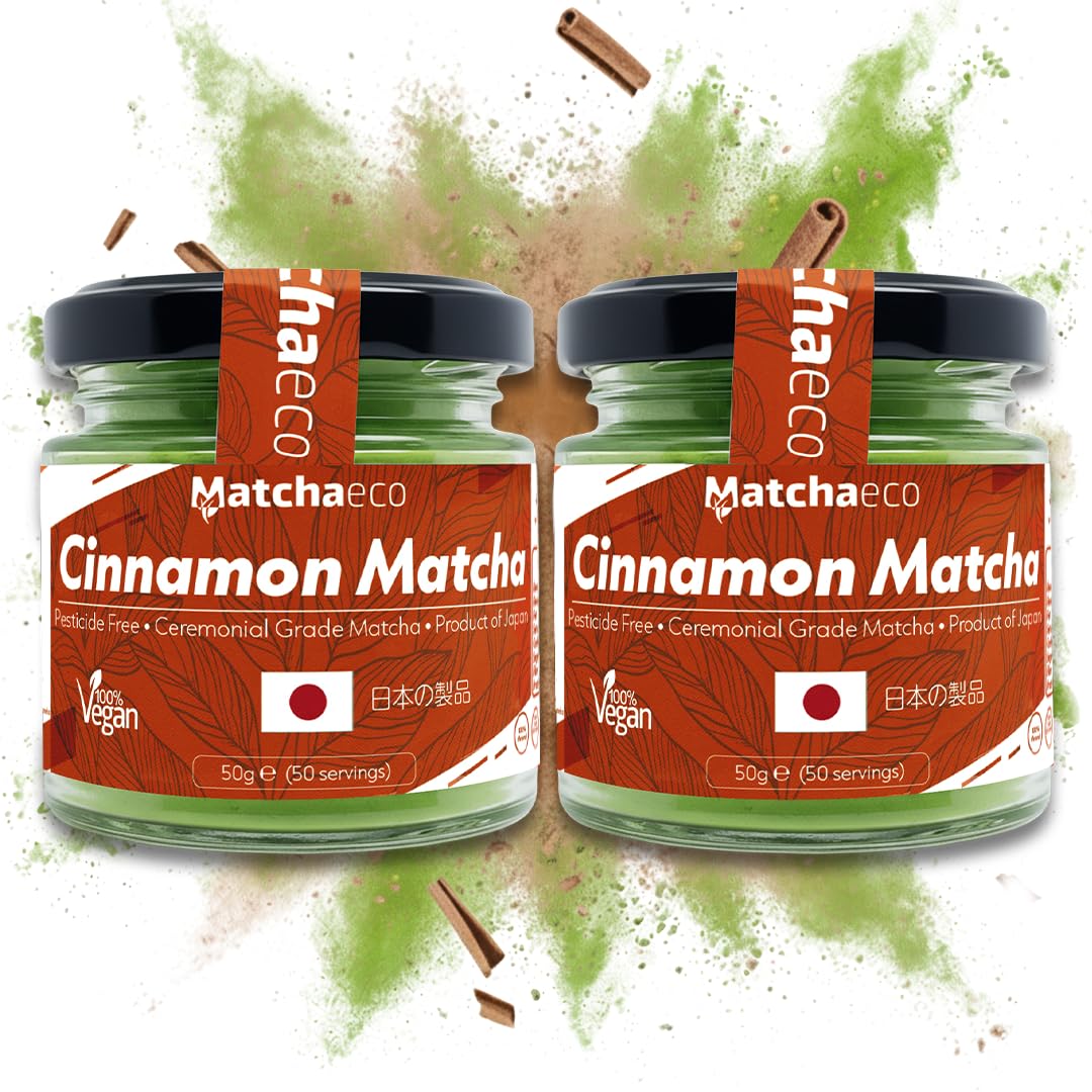 Matchaeco 2 x 50g [100g] Japanese Matcha Green Tea Powder |Authentic Stone Ground Ceremonial Grade From Japan | Natural Energy | Recyclable Jar | Vegan Baking Gift Ideas | Coffee Alternative