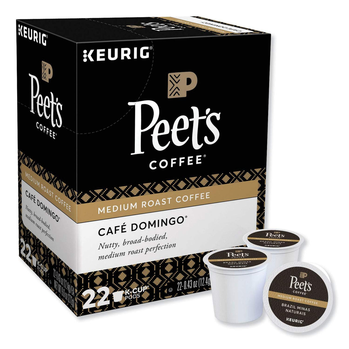 Peet's Coffee, Medium Roast Keurig K-Cup Pods - Café Domingo 54 Count (1 Box of 54 Pods)