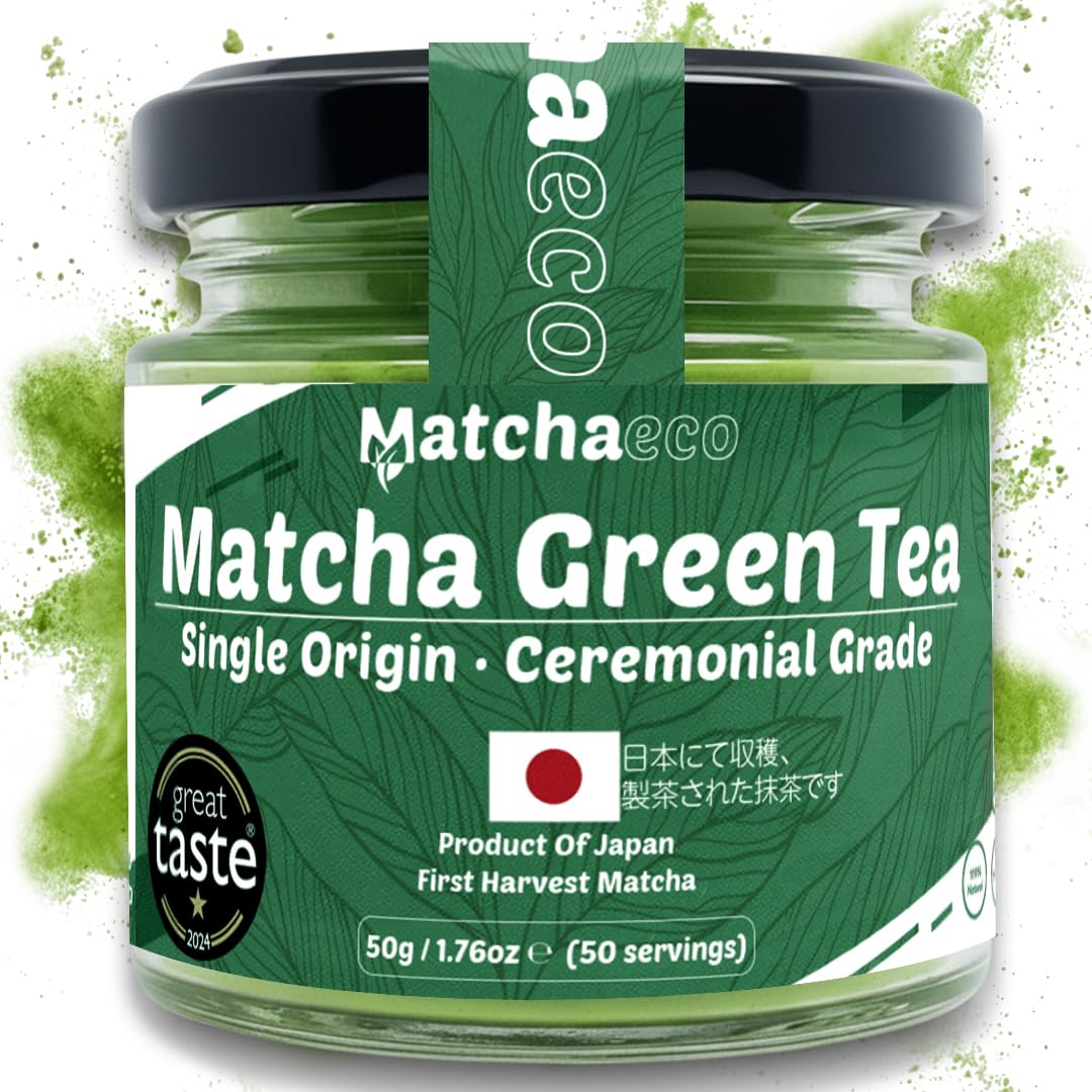 Matchaeco 2 x 50g [100g] Japanese Matcha Green Tea Powder |Authentic Stone Ground Ceremonial Grade From Japan | Natural Energy | Recyclable Jar | Vegan Baking Gift Ideas | Coffee Alternative