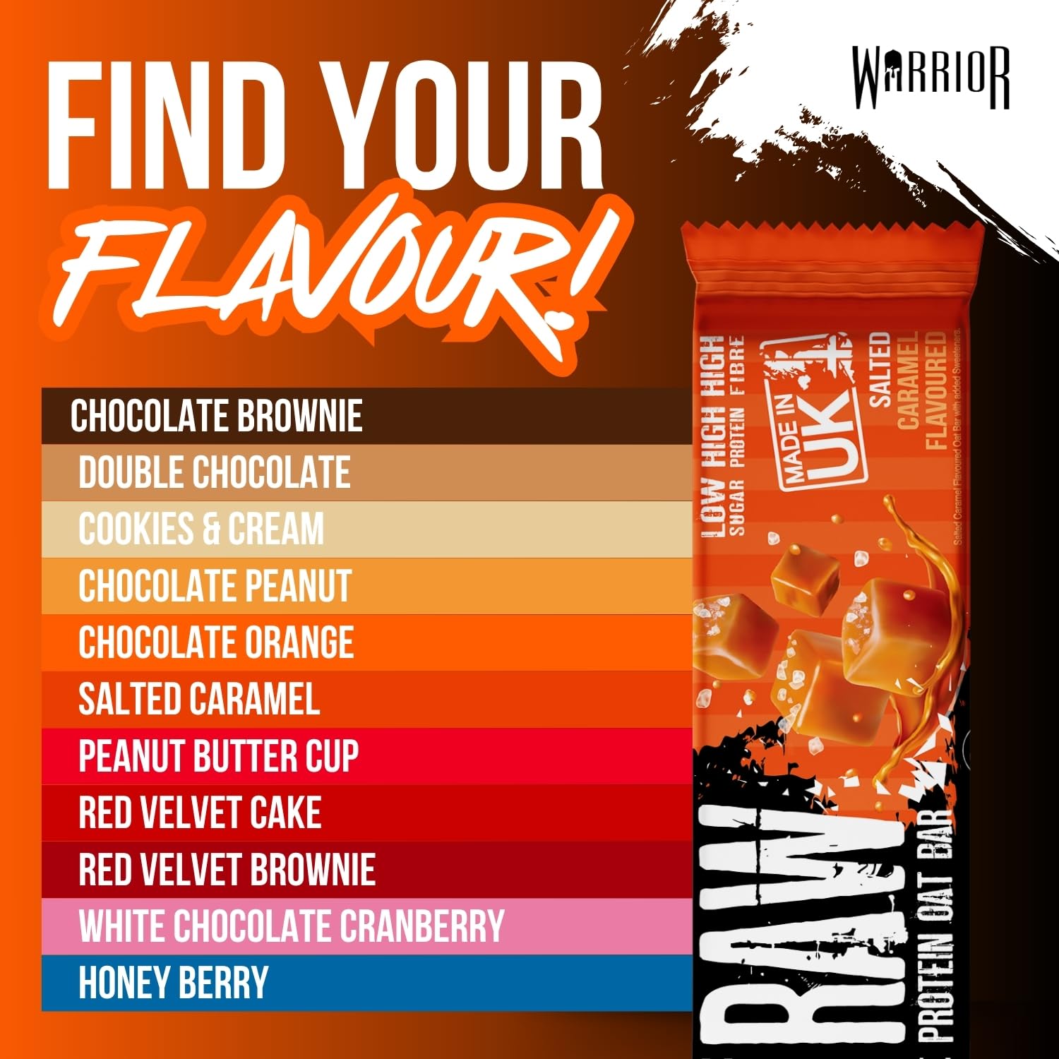 Warrior Raw Protein Bars – 20g Protein Per Bar – High Protein Snack Bars Multipack (12 or 24 Bars, 75g Each) – Low Sugar, High Fibre Breakfast & Meal Replacement Bar – Chocolate Brownie Flapjack