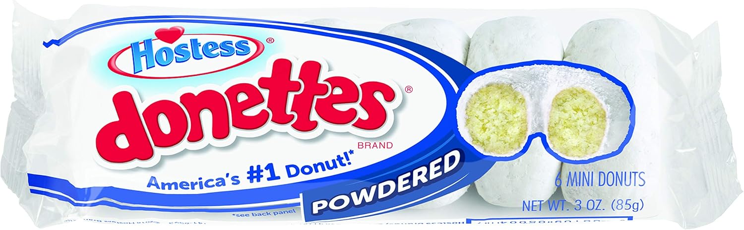 Hostess Donettes Mini Donuts, Powdered Sugar, 3 Ounce, 10 Count