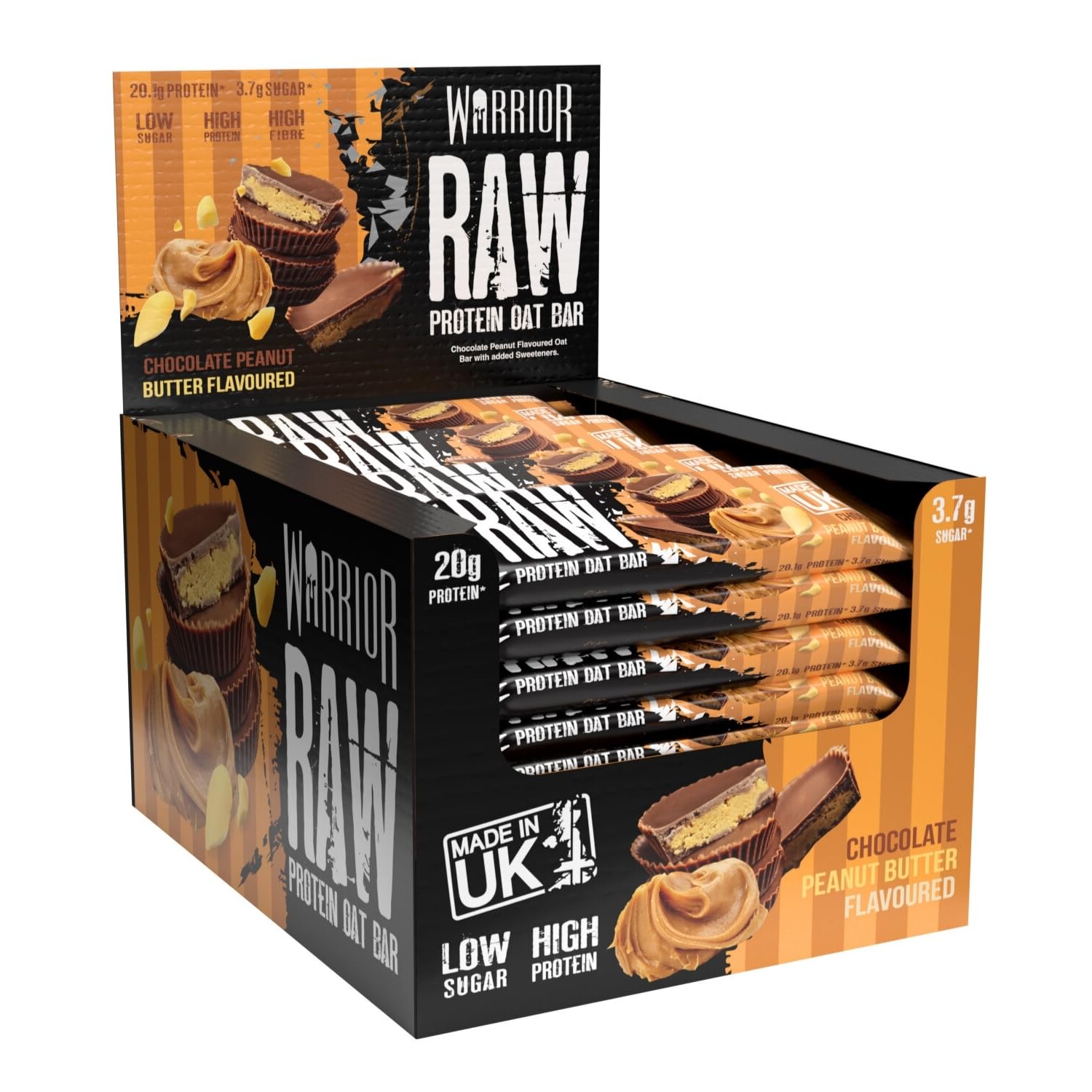 Warrior Raw Protein Bars – 20g Protein Per Bar – High Protein Snack Bars Multipack (12 or 24 Bars, 75g Each) – Low Sugar, High Fibre Breakfast & Meal Replacement Bar – Chocolate Brownie Flapjack
