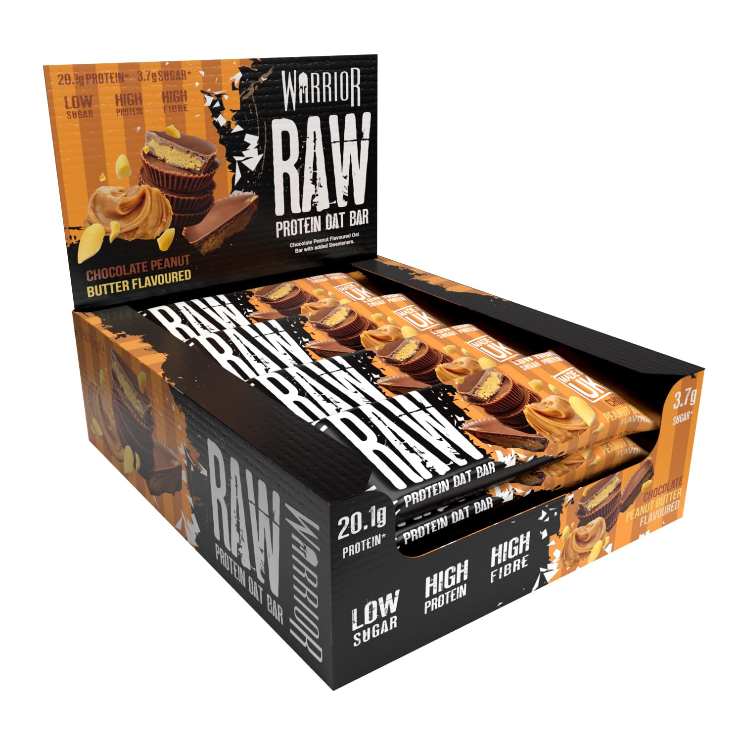 Warrior Raw Protein Bars – 20g Protein Per Bar – High Protein Snack Bars Multipack (12 or 24 Bars, 75g Each) – Low Sugar, High Fibre Breakfast & Meal Replacement Bar – Chocolate Brownie Flapjack