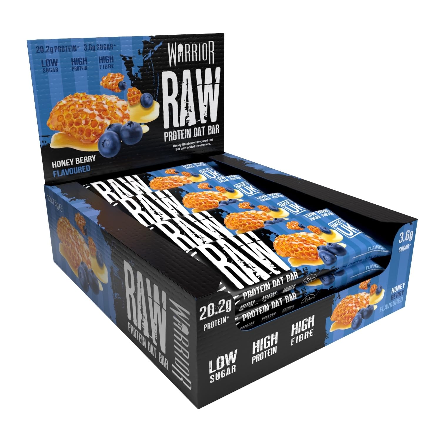 Warrior Raw Protein Bars – 20g Protein Per Bar – High Protein Snack Bars Multipack (12 or 24 Bars, 75g Each) – Low Sugar, High Fibre Breakfast & Meal Replacement Bar – Chocolate Brownie Flapjack