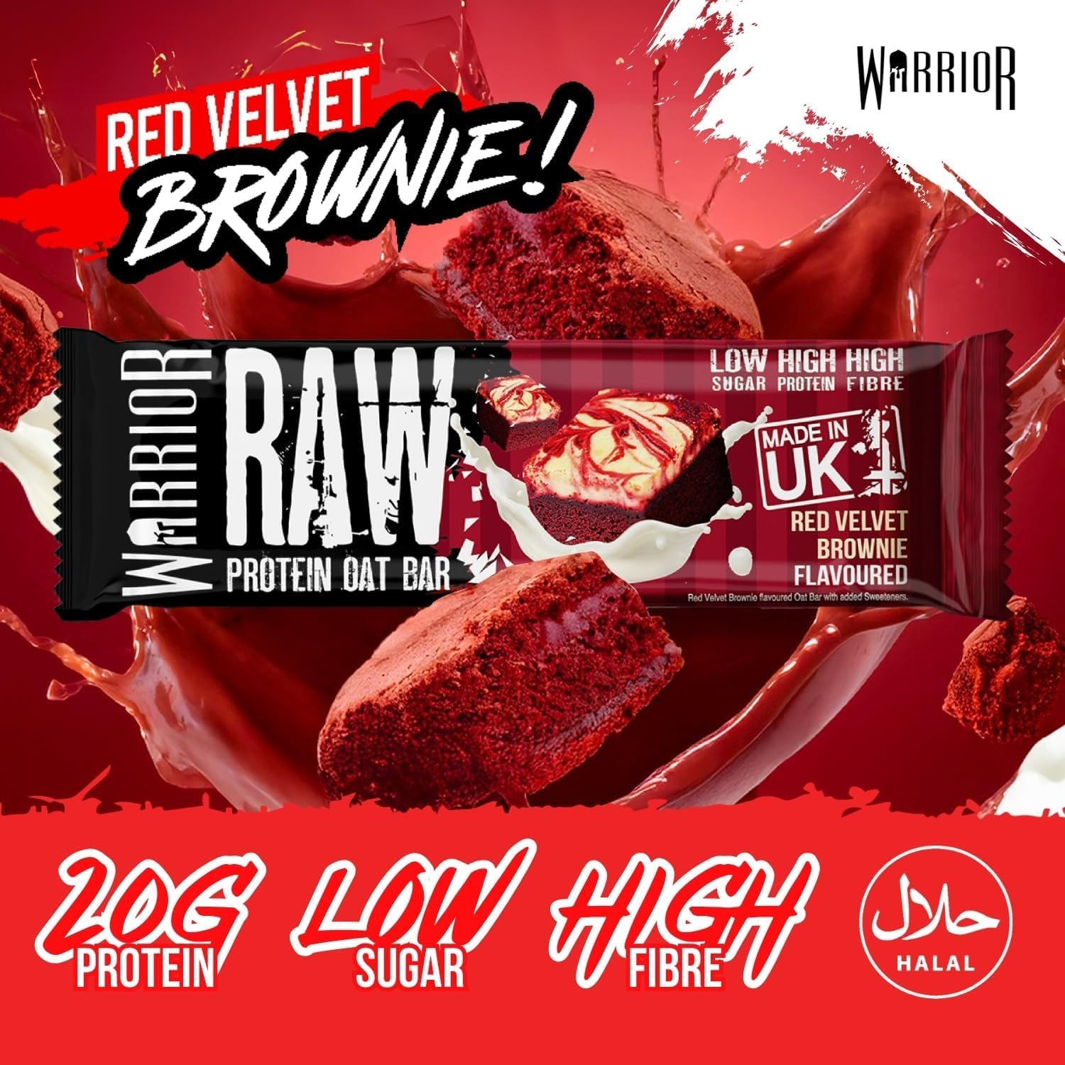 Warrior Raw Protein Bars – 20g Protein Per Bar – High Protein Snack Bars Multipack (12 or 24 Bars, 75g Each) – Low Sugar, High Fibre Breakfast & Meal Replacement Bar – Chocolate Brownie Flapjack