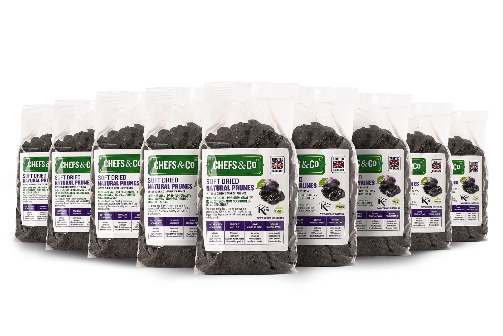 CHEFS & CO Soft Dried Prunes (pitted) | Whole Dried Fruits | Healthy Snack | Vegan & Vitamins Retained | Unsorbated | No Added Sugar (ORGANIC, 400 g (Pack of 1)))