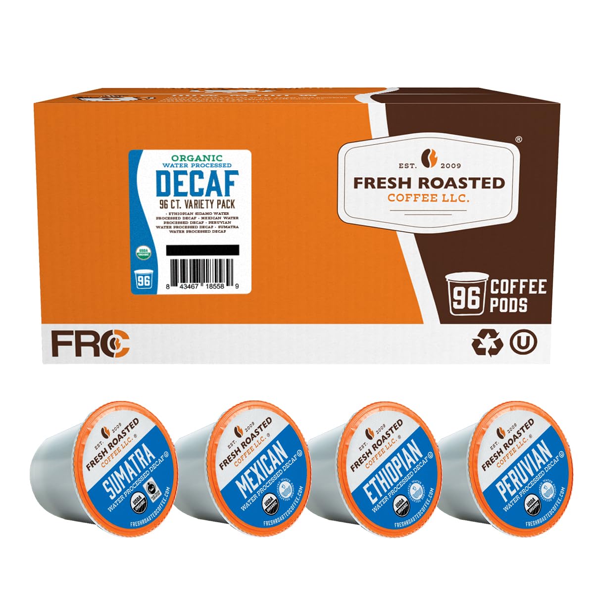 Fresh Roasted Coffee, Italian Roast, Dark, 96 Pods for K Cup Brewers