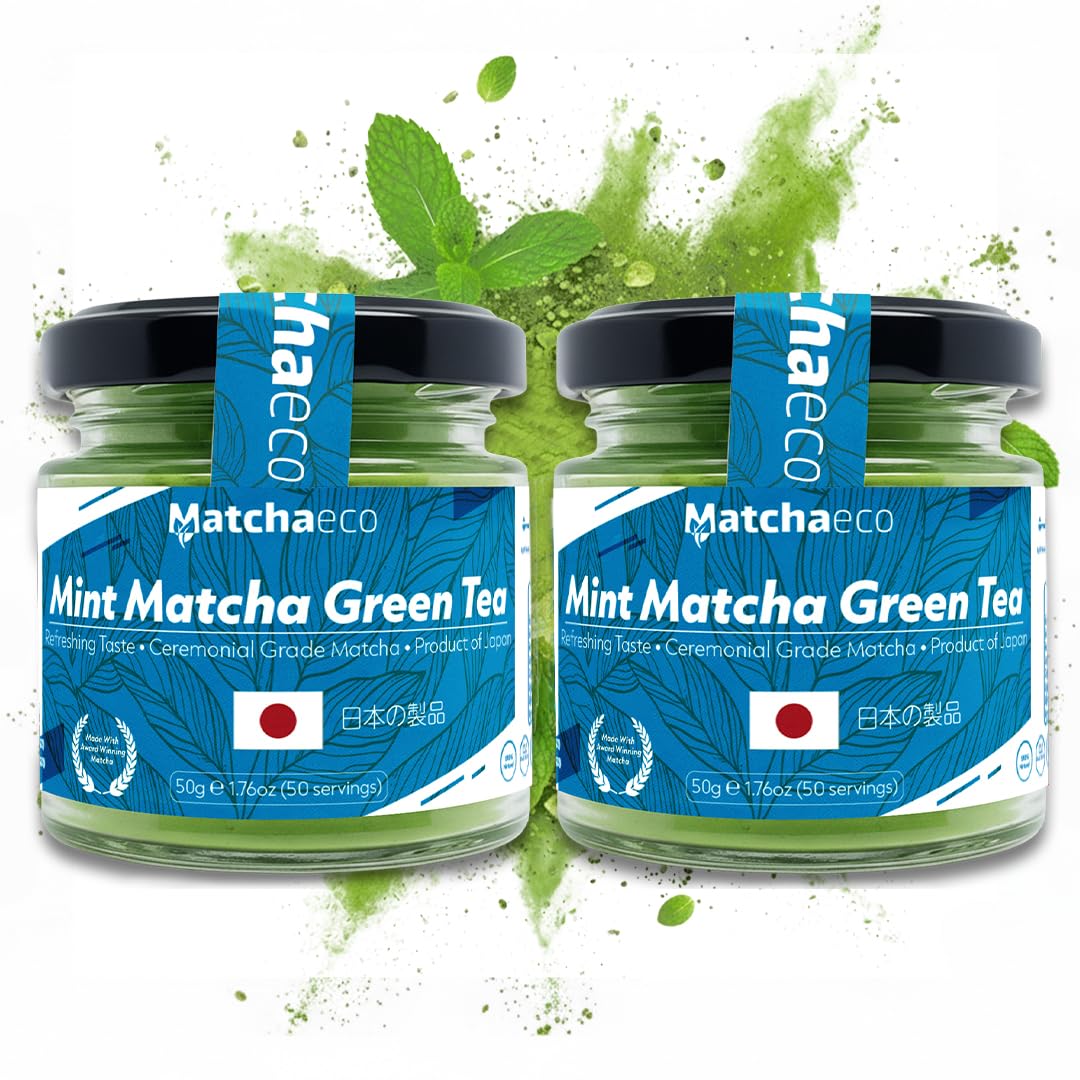Matchaeco 2 x 50g [100g] Japanese Matcha Green Tea Powder |Authentic Stone Ground Ceremonial Grade From Japan | Natural Energy | Recyclable Jar | Vegan Baking Gift Ideas | Coffee Alternative