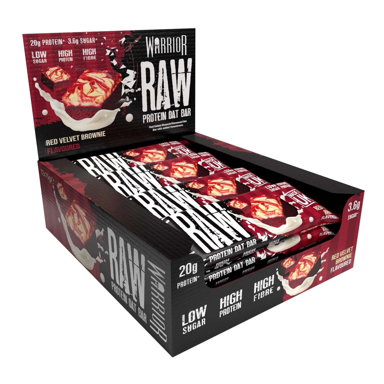 Warrior Raw Protein Bars – 20g Protein Per Bar – High Protein Snack Bars Multipack (12 or 24 Bars, 75g Each) – Low Sugar, High Fibre Breakfast & Meal Replacement Bar – Chocolate Brownie Flapjack