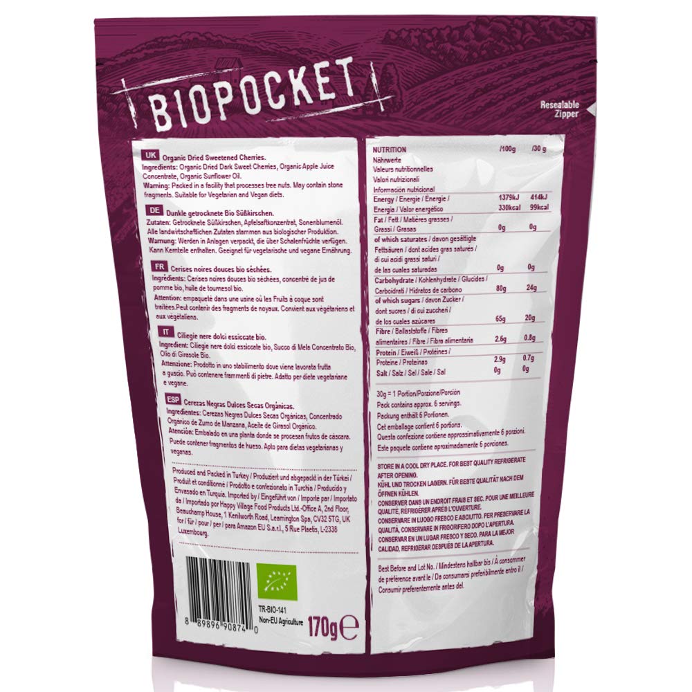 Biopocket Organic Dried Apricots, 2 x 500 g