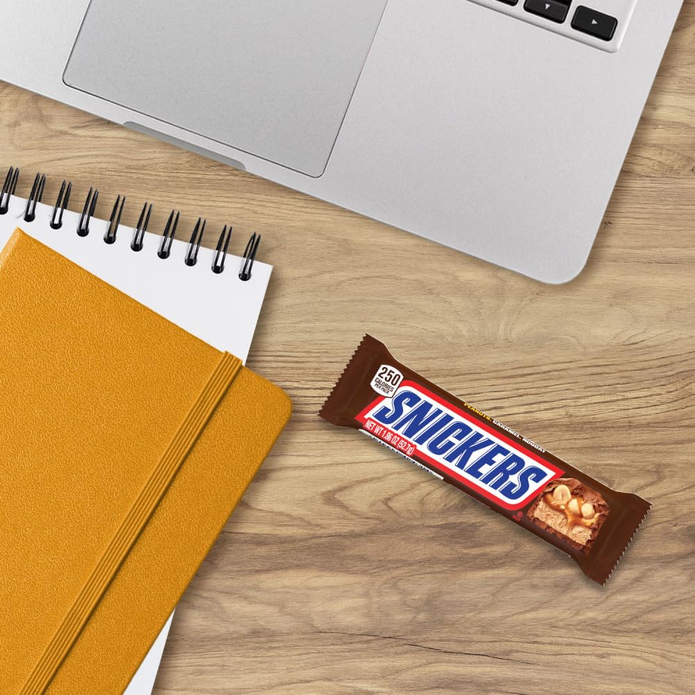 SNICKERS Full Size Bulk Milk Chocolate Candy Bars, 1.86 oz Bar, 48 ct Box
