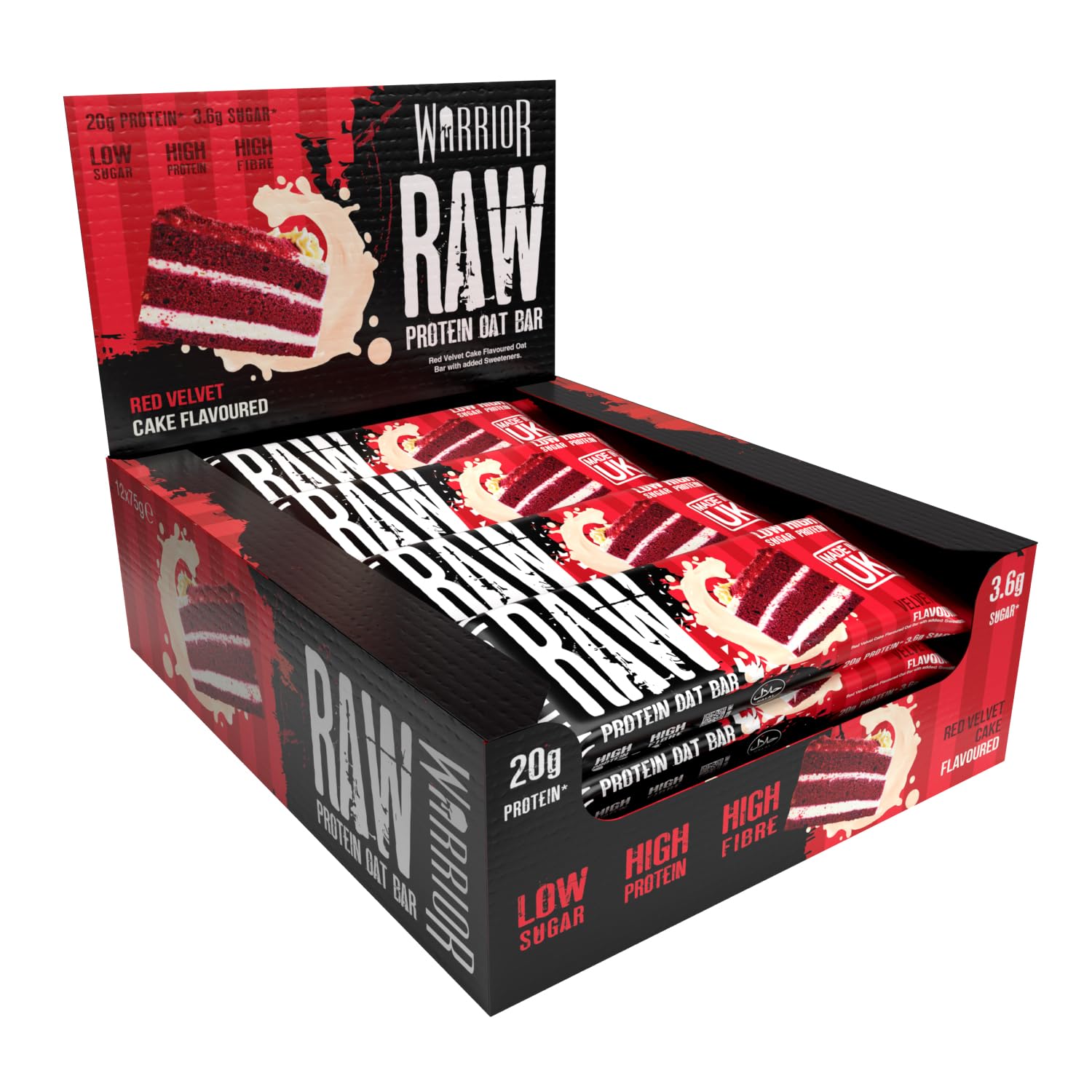 Warrior Raw Protein Bars – 20g Protein Per Bar – High Protein Snack Bars Multipack (12 or 24 Bars, 75g Each) – Low Sugar, High Fibre Breakfast & Meal Replacement Bar – Chocolate Brownie Flapjack