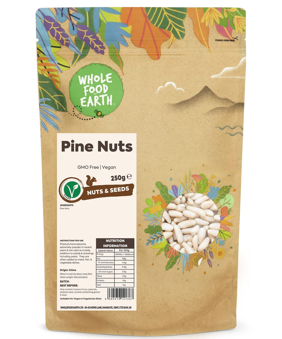 Wholefood Earth - Pine Nuts, 500 g