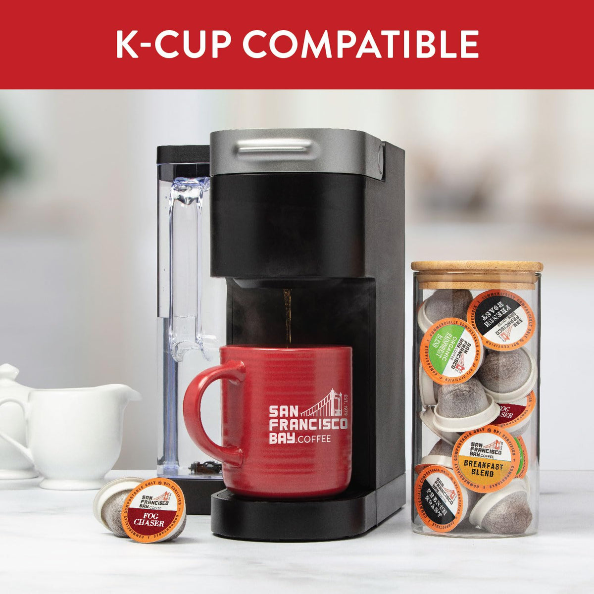 SAN FRANCISCO BAY SF Coffee OneCUP /Dark Roast Compostable Coffee Pods, K Cup Compatible Including Keurig 2.0 (Packaging May Vary), French Roast, 80 Count (Pack of 1)