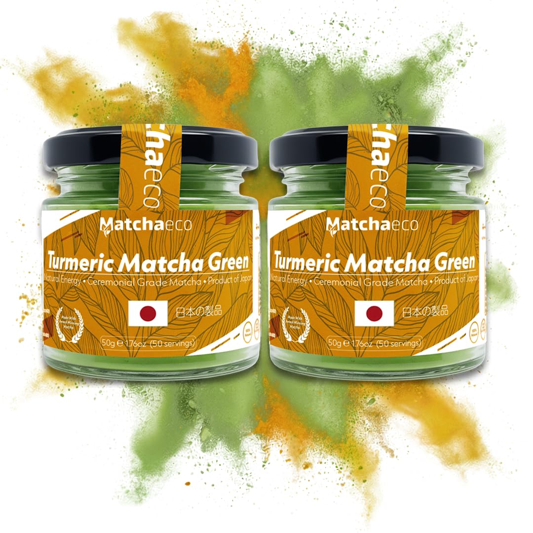 Matchaeco 2 x 50g [100g] Japanese Matcha Green Tea Powder |Authentic Stone Ground Ceremonial Grade From Japan | Natural Energy | Recyclable Jar | Vegan Baking Gift Ideas | Coffee Alternative
