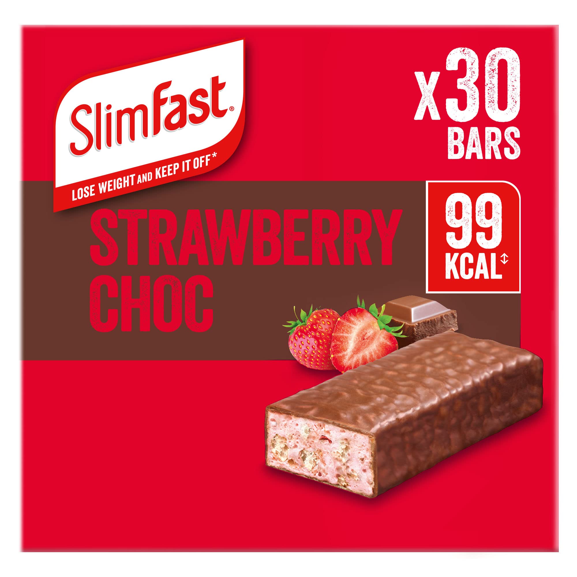SlimFast Snack Bar, Low Calorie Snack, Choc Caramel Flavour, 30 X 26 G Multipack (Packing May Vary)
